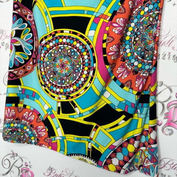 Sunny Taylor dress psychedelic bright groovy paisley circles boho print - Picture 6 of 8